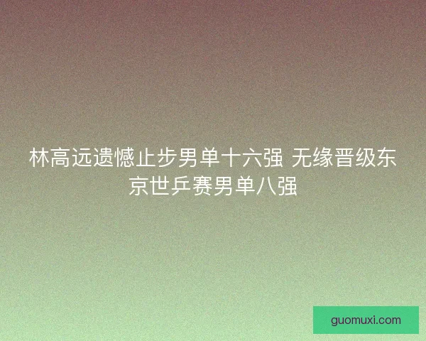 林高远遗憾止步男单十六强 无缘晋级东京世乒赛男单八强
